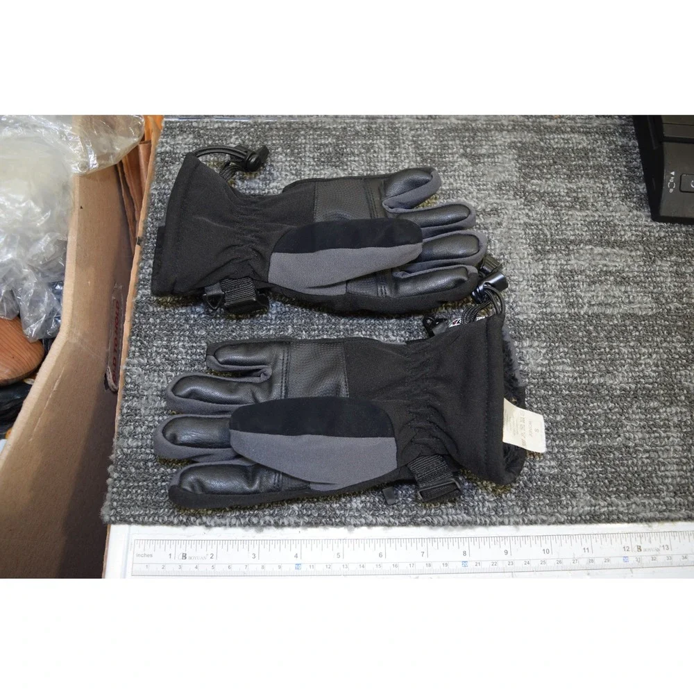 Treviso Junior Kids Ski Gloves Black Grey Waterproof Hipora Small Zipper Pocket